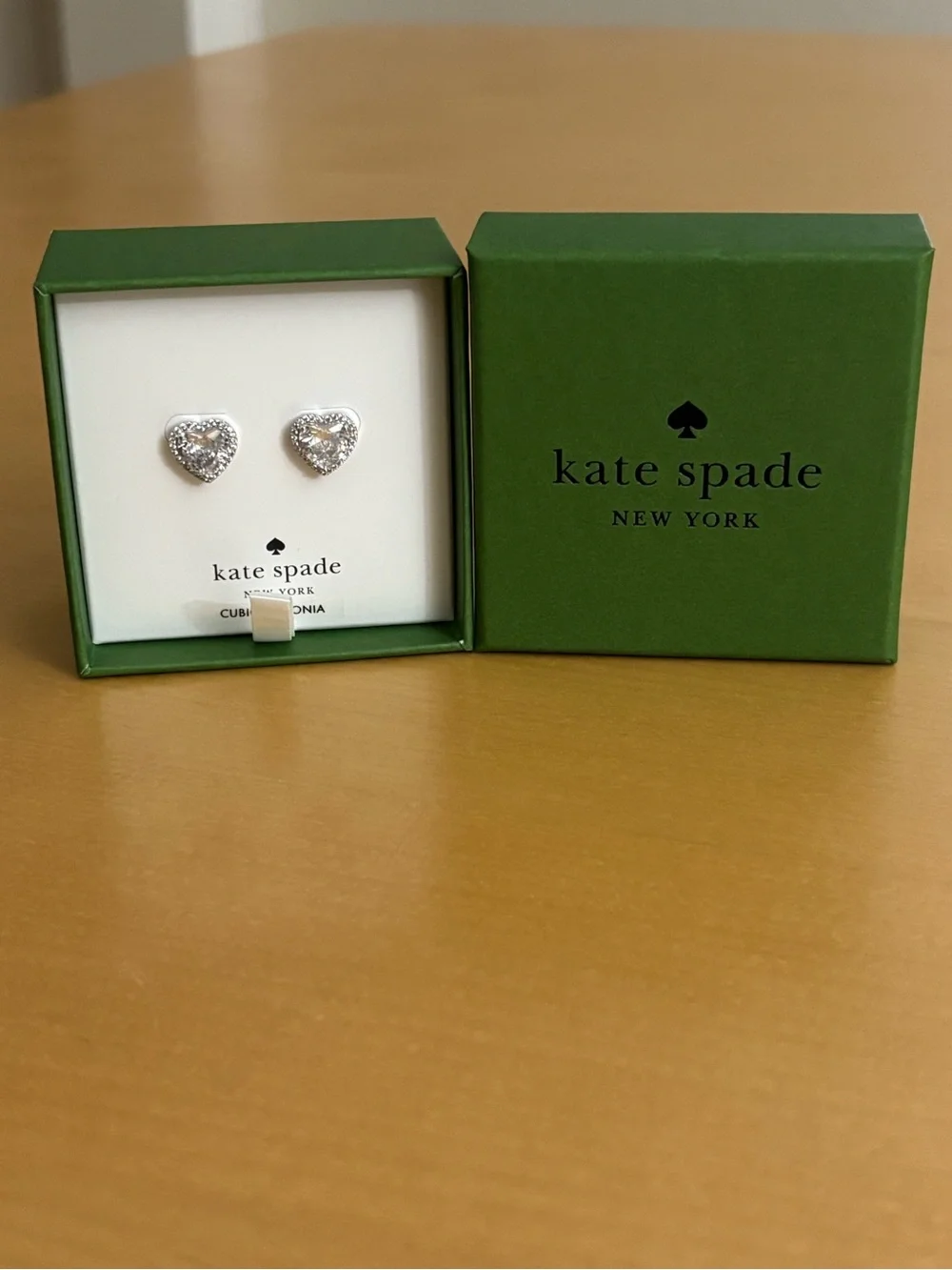 NWT Kate Spade Heart Cubic Zirconia Stud Earrings